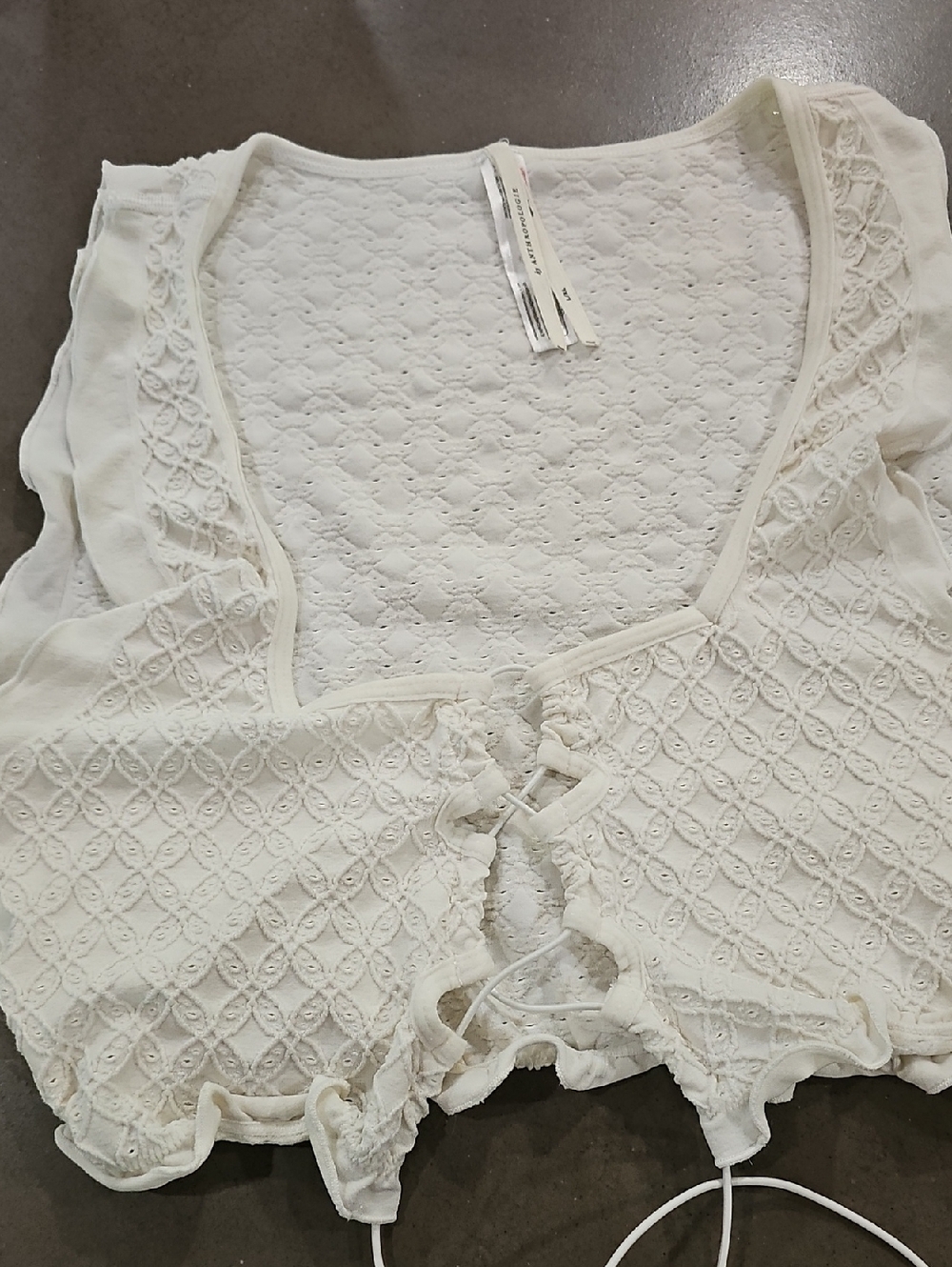 Anthropologie Ivory Lace-Textured Bandeau Top